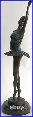 Art Deco French Artist Milo Ballerina Dancer Dancing Bronze Sculpture Figure Dea