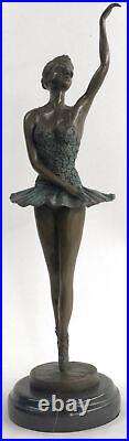 Art Deco French Artist Milo Ballerina Dancer Dancing Bronze Sculpture Figure Dea