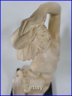 Art Deco Ivory Color Carved Roman Nude Lady Bathing Figurine 12 Tall