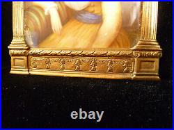 Artist Signed French Hand Painted Miniature Portrait in Original Frame C 1870
