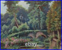 Emile Tatin, Listed Artist, Vintage French Painting, Landscape, Bridge, Signed
