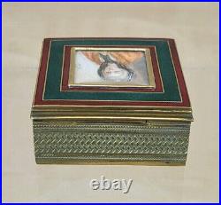 Fine 1890 Belle Époque French Gilt-Bronze & Enamel Artist-Signed Portrait Box