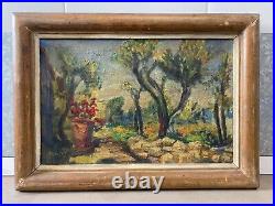 Fine Antique Old 19th c. French Impressionist Landscape Oil Painting, Signed