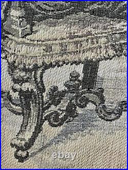French Antique Signed Royalty Parlor Scene Tapestry By Artist Jacques Marchetti