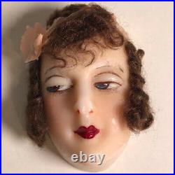 French Art Deco Stunning Boudoir Wax Doll Head