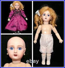 French SFBJ 11.5 Doll Reproduction Pierced Ears Jointed Wood Body
