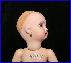 French SFBJ 11.5 Doll Reproduction Pierced Ears Jointed Wood Body