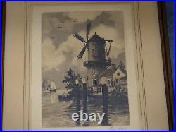 George Doris Windmill Etching Print Old Vtg Antique French Listed Artist