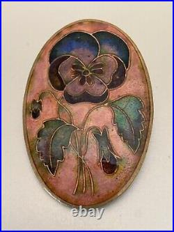 Gorgeous Antique French Artist Brooch- Pansy Multicoloured Enamel 4cm