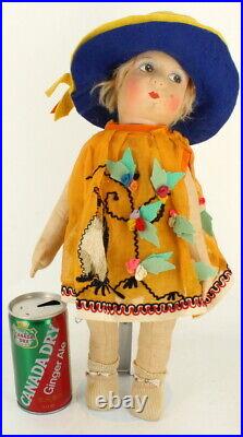 Gorgeous Antique French Cloth Gre Poir 18 Doll C1930 Adorable Lenci style