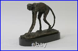 Handcrafted Ape Monkey by French Artist Milo 100% Solid Bronze Statue Figurine