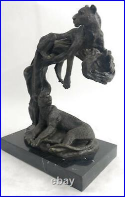 Handcrafted Lion Family by French Artist Barye Animal Wildlife Bronze Decorative