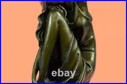 Handcrafted Signed Original French Artist Jean Patoue Sexy Girl Bronze Statue