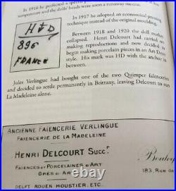 Henri Delcourt Art Deco Noted Artist French Faience Sardine Box c. 1918 Rare