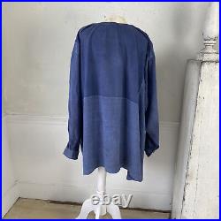 Large SOFT Antique artists pieced SOFT Blue French linen smock 19th century GOR