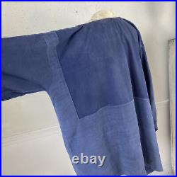 Large SOFT Antique artists pieced SOFT Blue French linen smock 19th century GOR