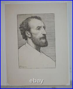 Listed French / British Artist ALPHONSE LEGROS Original Etching Plate Signed