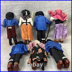 Lot of 7 Antique Bernard Ravca French Stockinette Face Cloth Dolls 9.5 & 10