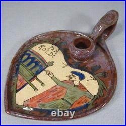 Louis Desmant French Arts & Crafts French Bayeux Tapestry Pottery Chamberstick