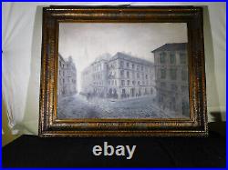 M. Bonnet Major Listed Artist Antique Original Oil on Canvas Street Scene