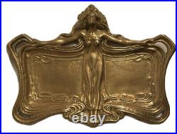 Noted Artist! FRANCIS RENAUD Art Nouveau Brass Antique Trinket Vanity Tray