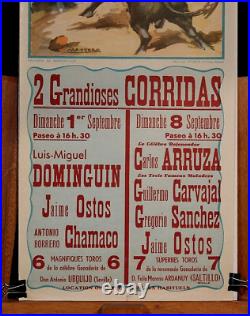 ORGINAL PLAZA DE TOROS BAYONNE-BIARRITZ BULL FIGHTING 1957 Santos Saavedra art