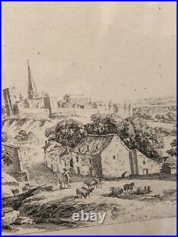 Old French Antique Paris American Art Co 1779 Autun Artist Signed Etching Print
