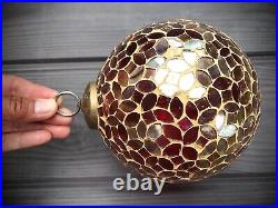 RARE ANTIQUE French Kugel Ball Cathedral Mirror Mosaic Christmas Ornament Decor