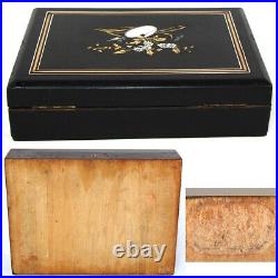 Rare Antique French Napoleon III Era Painter or Artist's Box, Boulle Style Inlay