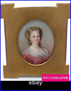 SIGNED & DATED ALLIOT 1893 ANTIQUE FRENCH MINIATURE HAND PAINTED Lady Portrait