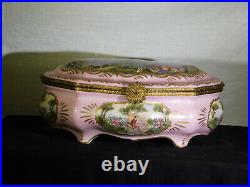 Sevres c1700 Large Decorative Hand Painted By J. Vaneu Jewelry Box