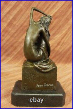Signed Original French Artist Patoue Nude Naked Nymph Bronze Sculpture Statue NR