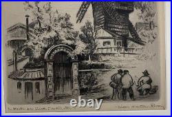 Two Antique Etchings Signed By French Artist Marcel Bessan In Original Frame