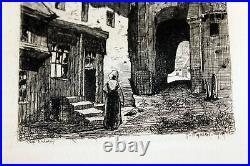 Une Porte Urbaine Etching by H. Vignerot, French Impressionist Artist 1875