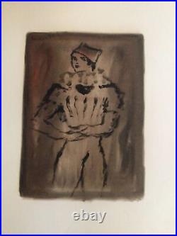 Vintage 60's French artist ROGER ETIENNE EVERAERT Mono Print MONOTYPE Young Man