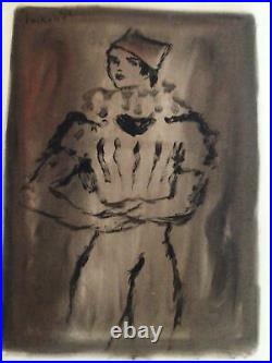 Vintage 60's French artist ROGER ETIENNE EVERAERT Mono Print MONOTYPE Young Man