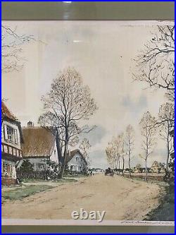 Vintage Antique French Paul Emile Lecomte Etching The Hamlet in France 1 of 2