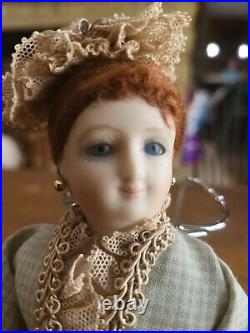 Vintage Doll Artist Cathy Hansen 8 Bisque French Fashion Doll w Glass Eyes