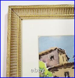 Vintage FRENCH AQUARELLE Gilt Framed TOWN of ST. PAUL Scene WATERCOLOR PAINTING