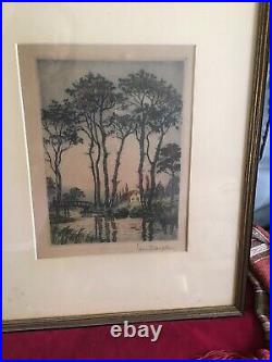 Vintage Framed Lithograph French Artist Louis Etienne Dauphin