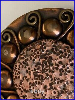 Vintage French Bronze Artist Brooch Round Stylised Flower 5.5cm