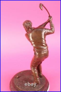 Wonderful Figurative Bronze Golfer Trophy On A Plinth 1976 Made By French Artist